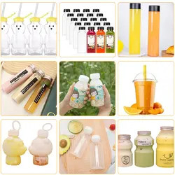 butelka plastikowa 250 ml 350 ml 500 ml butelka z soku jednorazowa dla zwierząt domowych plastikowa butelka kwadratowa