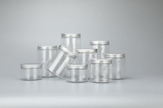 zamówienie 100ml 200ml 8oz 300ml 12oz 500ml przejrzyste białe czarne bursztynowe szeroko ustne pojemniki kosmetyczne plastikowe słoiki dla zwierząt domowych z alunem