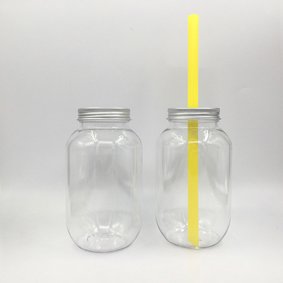 16 oz Jasny plastikowy słoik Sport Cold Brew Water PET Plastikowa butelka na wodę z czapkami do soku herbaty Żywność Mleko