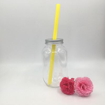 16 oz Jasny plastikowy słoik Sport Cold Brew Water PET Plastikowa butelka na wodę z czapkami do soku herbaty Żywność Mleko