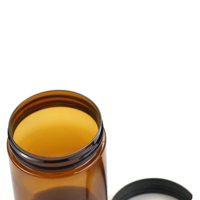 Selling Amber Plastic Bottles Wide Mouth Cosmetic Plastic Jars Amber Bottle with Cap with Cheap Wholesale