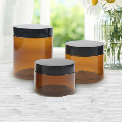 Selling Amber Plastic Bottles Wide Mouth Cosmetic Plastic Jars Amber Bottle with Cap with Cheap Wholesale