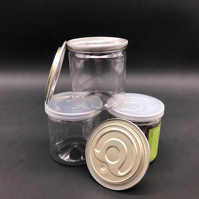Zbiorniki z żywnością PET Przejrzyste słoiki z tworzywa sztucznego o średnicy 80 mm 300 # Aluminium Easy Open End