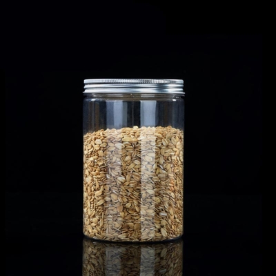 Niestandardowe 16oz 32oz 500ml 1000ml Jasne szerokoustne słoiki PET z aluminiową pokrywą Przejrzystych pojemników plastikowych do przechowywania żywności