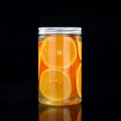 PET masło orzechowe Jar Jam szerokoustne rPET plastikowe Amber Kremy Jar z aluminium / plastikowe pokrywy