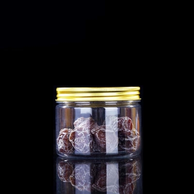 PET masło orzechowe Jar Jam szerokoustne rPET plastikowe Amber Kremy Jar z aluminium / plastikowe pokrywy