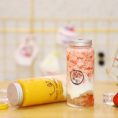 Nowoczesne butelki z mlekiem i herbatą z przejrzystym uchwytem PET z tworzywa sztucznego