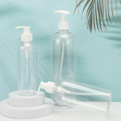 Okrągłe butelki z plastikowymi płynami PMMA, kształt do dostosowania, obroża PET, pokrycie UV, pokrycie elektroplastycznym 250 ml-500 ml