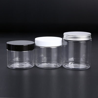 Produkty spożywcze Niestandardowe Pustka szeroka PET opakowanie 100g 150g 200g 8oz 4oz Kosmetyczny przezroczyste białe czarne plastikowe słoik z pokrywą
