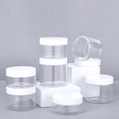 Produkty spożywcze Niestandardowe Pustka szeroka PET opakowanie 100g 150g 200g 8oz 4oz Kosmetyczny przezroczyste białe czarne plastikowe słoik z pokrywą