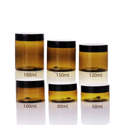 Produkty spożywcze Niestandardowe Pustka szeroka PET opakowanie 100g 150g 200g 8oz 4oz Kosmetyczny przezroczyste białe czarne plastikowe słoik z pokrywą