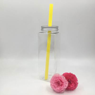 500 ml kwadratowych, przejrzystych plastikowych butelek do herbaty z mlekiem do soku i kawy