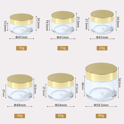 10 ml-150 ml jasnego plastikowego okrągłego słoika kremowego z szczelnym uszczelnieniem