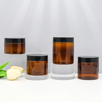 50ml 60ml 100ml 120ml 250ml 400ml 500ml 2oz 3oz 4oz 5oz 6oz 8oz 12oz 16oz Bursztynowe plastikowe słoiki do kremów kosmetycznych