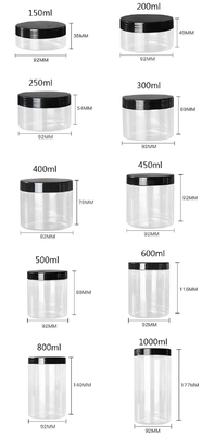 Butelki PET z białego tworzywa sztucznego 4 oz 8 oz 300 ml 500 ml okrągły kształt pusty krem do oczu kremu do twarzy butelki z kremem 16 oz