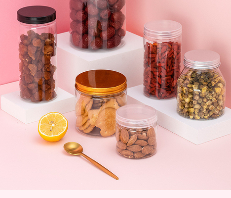 Sprzedaż bezpośrednia z fabryki 180 200 250 300 400 500 ml Cookie Snack Food Jar With Lid Clear PET Food Jar