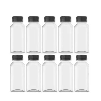 Butelki na sok ze sprzedażą na gorąco Plastikowe kwadratowe butelki na sok Aluminiowa zakrętka Płaskie kwadratowe jednorazowe butelki PET na sok o wysokiej jakości