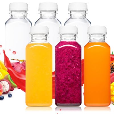 Butelki na sok ze sprzedażą na gorąco Plastikowe kwadratowe butelki na sok Aluminiowa zakrętka Płaskie kwadratowe jednorazowe butelki PET na sok o wysokiej jakości