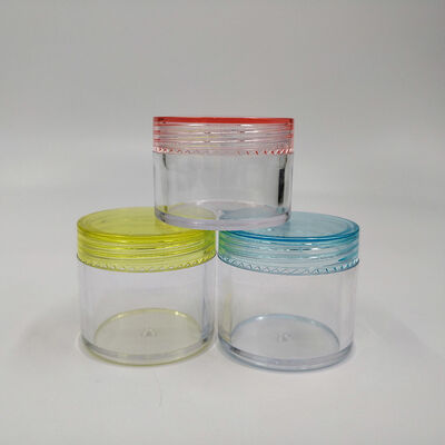 Plastikowe słoiki o średnicy 65 mm, oferujące pojemności 2oz, 3oz, 4oz, 5oz, 6oz, 7oz, 8oz, w tym uszczelnienie wrażliwe na nacisk, przeznaczone do pakowania