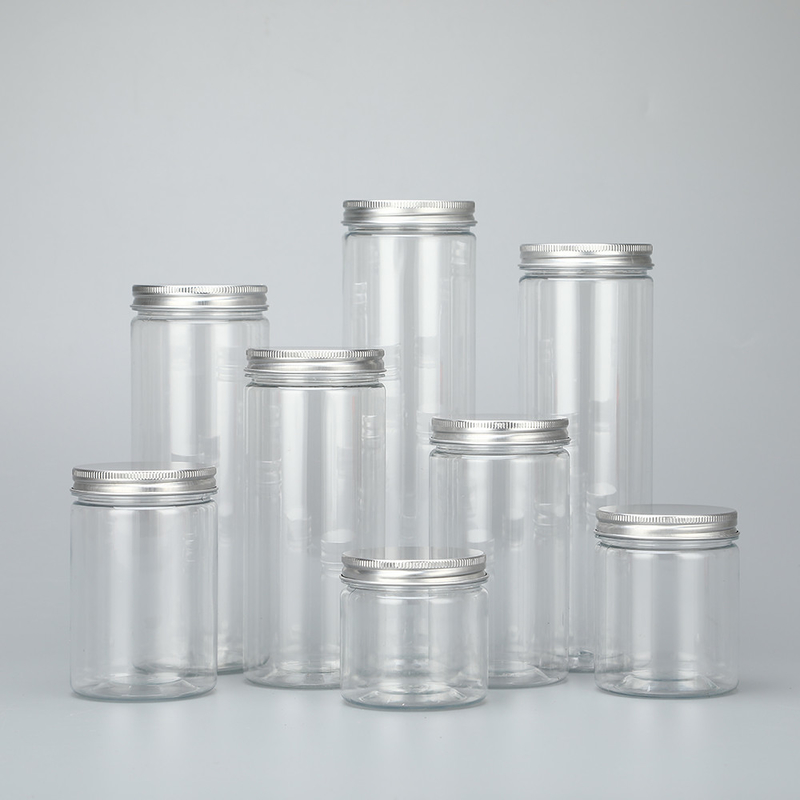zamówienie 100ml 200ml 8oz 300ml 12oz 500ml przejrzyste białe czarne bursztynowe szeroko ustne pojemniki kosmetyczne plastikowe słoiki dla zwierząt domowych z alunem