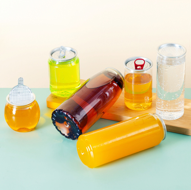 Bezciekowe izolowane plastikowe butelki na herbatę z mlekiem kwadratowe okrągłe przejrzyste śruby na pokrywie 120 ml 250 ml 350 ml 500 ml
