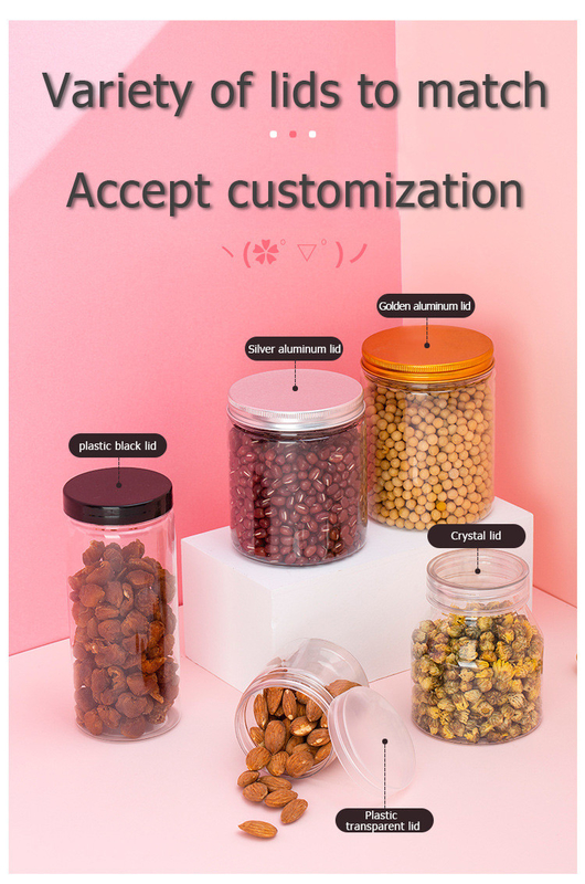Sprzedaż bezpośrednia z fabryki 180 200 250 300 400 500 ml Cookie Snack Food Jar With Lid Clear PET Food Jar